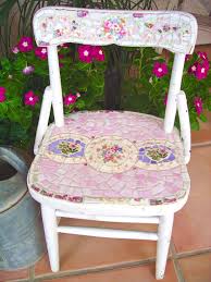 Mosaic Old Child S Chair With Stained Glass And Vintage China Mosaic Furniture Painted Chairs Shabby Chic Furniture