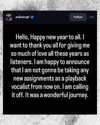 ARIJIT SINGH ANNOUNCES RETIREMENT FROM PLAYBACK SINGING, FANS IN SHOCK 💔