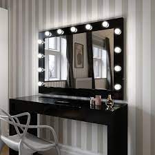 £10.00 voucher applied at checkout. Hollywood Mirror In Black Gloss Makeup Mirror With Lights Dressing Table Mirror With Lights V Black Makeup Vanity Black Dressing Tables Diy Vanity Mirror