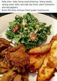 Alkaline Vegan Dinner With Dr Sebi Approved Ingredients Kale Slaw Fried Oyster Mushrooms B Dr Sebi Recipes Alkaline Diet Dr Sebi Recipes Alkaline Diet Recipes