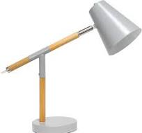 Matte and Wooden Pivot Desk Lamp, Gray