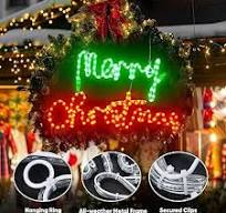 Amazon.com: HeliosRibbon 24inch Large Merry Christmas LED ...
