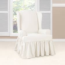 Essential Twill Ruffled T Cushion Wingback Slipcover Slipcovers For Chairs Furniture Slipcovers Slipcovers