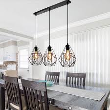 Let's say you have rust colored dining room walls…you might want to capture some of that rust color in the carpet of the next room…and at the same time you might want to have lighting fixtures from the same design style. Vintage Style Faceted Cage Ceiling Fixture 3 Bulbs Metal Pendant Lighting With Linear Dining Room Ceiling Lights Dining Room Light Fixtures Dining Room Ceiling