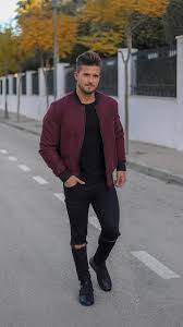 Maroon Leather Jacket With Black Leather Boot For Him 2019 Men Fashion Casual Outfits Jackets Men Fashion Mens Casual Outfits