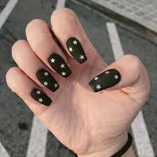 Black Acrylic Nails Coffin Designs Nailsbykittty Does It Again Matte Black With Silver Stars Pretty Acrylic Nails Black Acrylic Nails Matte Black Nails