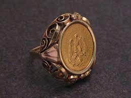 Vom einen zweigende zum anderen reicht ein bogen mit den worten „estados unidos mexicanos. Munzring Pesos Estados Unidos Mexicanos Gold 585 Gr 49 43534