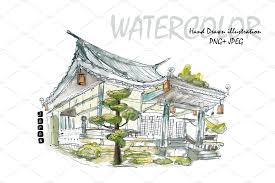 Check spelling or type a new query. Japanese House Watercolor China Creative Market