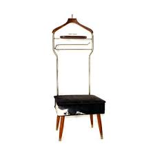 vintage mens valet butler chair upcycled hair on cowhide leather suit stand brass wood nova industries brooklyn black white mens valet valet cowhide leather