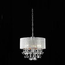 Modern 5 Light Crystal Pendant Lights With Fabric Shade Lighting Pop