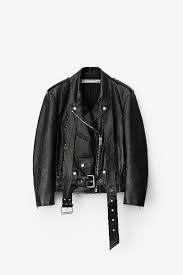 Alexander Wang Martingale Belted Leather Jacket In Black Modesens