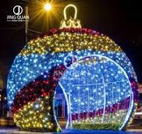 Business Center Christmas Decoration Festival Beautify Ornaments LED Arch  Ball Motif Lights Iron Art Lamps