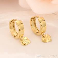 18k gold jewelry is very popular in europe and south america. 2021 18 K Solid Gold Gf Heart Drop Earrings Women Girl Love Trendy Fashion Jewelry For Europe Eastern Kids Children Best Gift From Wwwabcdefg886 1 51 Dhgate Com