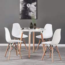 Chairs,3 colour to choose, sold separately. Eiffel Halo Round Dining Table Set With 4 Chairs