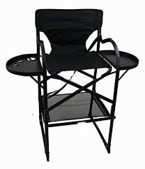 World Outdoor Products Italian Design Mid Size Make Up Pro Folding Directors Chair With Two Folding Tray Tables Hair Dr Camping Furniture Chair Directors Chair