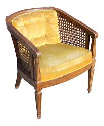 Vintage hollywood regency faux bamboo barrel back arm chair cane side and fabric. Vintage Mid Century Regency Style Velvet Cane Barrel Club Chair Chairish