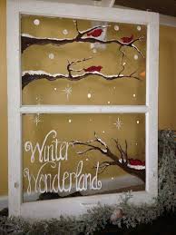 Painted Old Window Christmas Window Decorations Christmas Window Painting Window Crafts