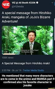 Normal mode strict mode list all children. A Special Message From Hirohiko Araki Mangaka Of Jojo S Bizarre Adventure A Special Message From Hirohiko Araki 3 33 Pm 06 Jul19 Twittermedia Studio He Menti Jojo Jojo S Bizarre Adventure Jojo Bizarre