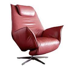 Fauteuil relax pivotant 360° manuel design avec repose pieds majestic. Fauteuil Relax Manuel Smith Taille M Cuir Rouge Milome