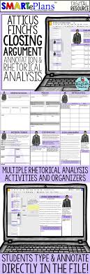 To Kill A Mockingbird Digital Rhetorical Analysis Activity Includes Atticus Closing Speech Rhetorical Analy Rhetorical Analysis Rhetoric Teaching Literature
