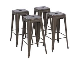 A ladderback styled metal bar stool comes with a durable frame. Howard 30 Backless Metal Bar Stool Set Of 4 Multiple Colors Gunmetal Black Silver Red Walmart Com Walmart Com