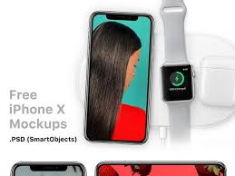 Download Iphone X Mockup With Apple Watch Free Iphone Iphone Apple Watch