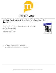 PDF) Virginia Woolf's Cousin J. K. Stephen: Forgotten But Not Gone (English  Literature in Transition, 1880-1920, 59.2 [Jan. 2016]: 191-209)