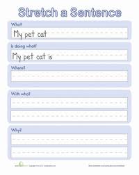 Stretch A Sentence Worksheet Education Com Writing Lessons First Grade Writing Teaching Writing