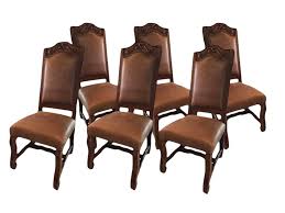 Spanish Mahogany And Leather Dining Chairs Set Of 6 Leather Dining Chairs Dining Chair Set Dining Chairs