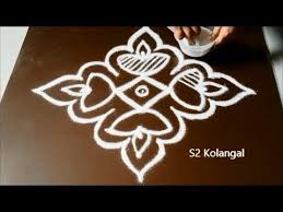 Deepam Kolam With 7 To 1 Straight Dots Deepam Rangoli For Karthigai Deepa Muggulu Youtube Easy Rangoli Designs Colorful Rangoli Designs Simple Rangoli