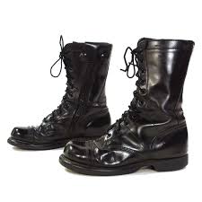 80s Bates Combat Boots Vintage 1980s Black Leather Lace Up