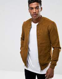 Asos Pull Bear Pull Bear Faux Suede Bomber In Tan Tan Adorewe Com Suede Bomber Leather Jacket Men Mens Tan Jacket