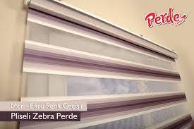 Mor Ekru Renk Gecisli Pliseli Zebra Perde Perde Zebra Mor Lila Ekru Renkli Zebra Perde Renkler