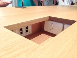 Details Details Apple Store Brisbane Task Bench Wood Design Light Wood Floors Concrete Table Top