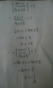 Secara garis besar, persamaan nilai mutlak dapat diselesaikan dengan cara sebagai berikut: Nilai X Dari Persamaan Nilai Mutlak Berikut 2x 1 4x 3 1 Adalah Brainly Co Id