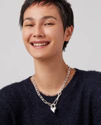 JENNYBIRD Padlock Triple Heart Pendant Necklace