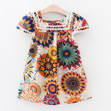 Sunflower Print Girls Summer Dress Age 1 5 7 Years Old Material Cotton Season Summer Popreal Girldress Kids Outfits Girls Girls Dresses Summer Kids Dress