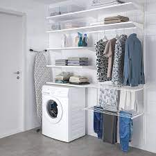 Doesn't slide around and can go right in the washer & dryer no problem! Boaxel Laundry Combination White Ikea