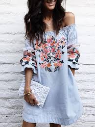 Flare Sleeve Off Shoulder Floral Casual Tunic Dress Floral Dress Casual Fashion Casual Dresses