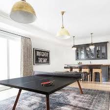 Brass Dome Light Pendants Over Ping Pong Table Small Game Rooms Game Room Family Game Room Decor