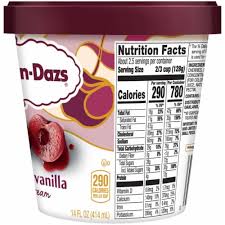 2,000 calories a day is used for general nutrition advice. Haagen Dazs Cherry Vanilla Ice Cream 14 Fl Oz Fred Meyer