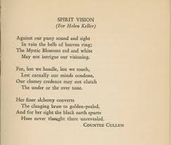 Countee Cullen Poem For Helen Keller Renaissance Poetry Countee Cullen Poems