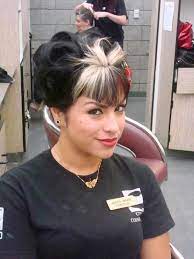 There are thousands of unnatural hair colors, but teal seems to be more appealing and vibrant. Black Retro With White Bangs White Streak In Hair Dark Hair Bangs Hair Streaks