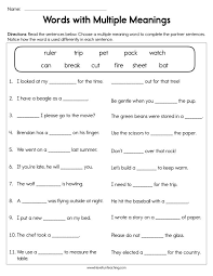 Words With Multiple Meanings Worksheet In 2020 Multiple Meaning Words Multiple Meaning Words Worksheet Multiple Meaning
