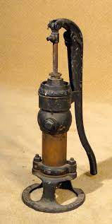 With the exception that it features a mechanism that allows you to power it without the use of batteries. Vintage Iron And Brass Hand Crank Water Pump Painted Black