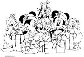 Mickey mouse se convirtió en papa noel y ya está bajando por la chimenea para entregar los regalos. Dibujos De Navidad De Disney Para Colorear