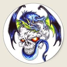 There are 484 tattoo skull dragon for sale on etsy, and they cost $15.84 on average. Cool Blue Dragon And Skull Tattoo Style Sticker Zazzle Com Skulls Drawing Dark Artwork Tattoo Style