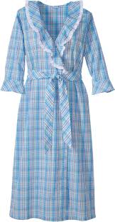 Womens Lightweight Cotton Madras Plaid Robe Night Dress Cotton Night Dress Night Gown