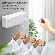 Four additional racks have shoe supports to dry tennis shoes, slippers, etc. Retractable Clothesline Wall Mounted Laundry Hanger Retractable Clothes Hanger Laundry Washing Line Dryer Magic Clothes Line Drying Rack Towel Rack Clothes Hanging Dryer Bathroom 5 Line Storage Organization Home Urbytus Com