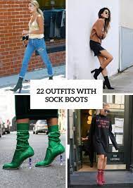 22 Stunning Outfit Ideas With Sock Boots For Fashionable Women Styleoholic Boots Trending Boots Stunning Outfits